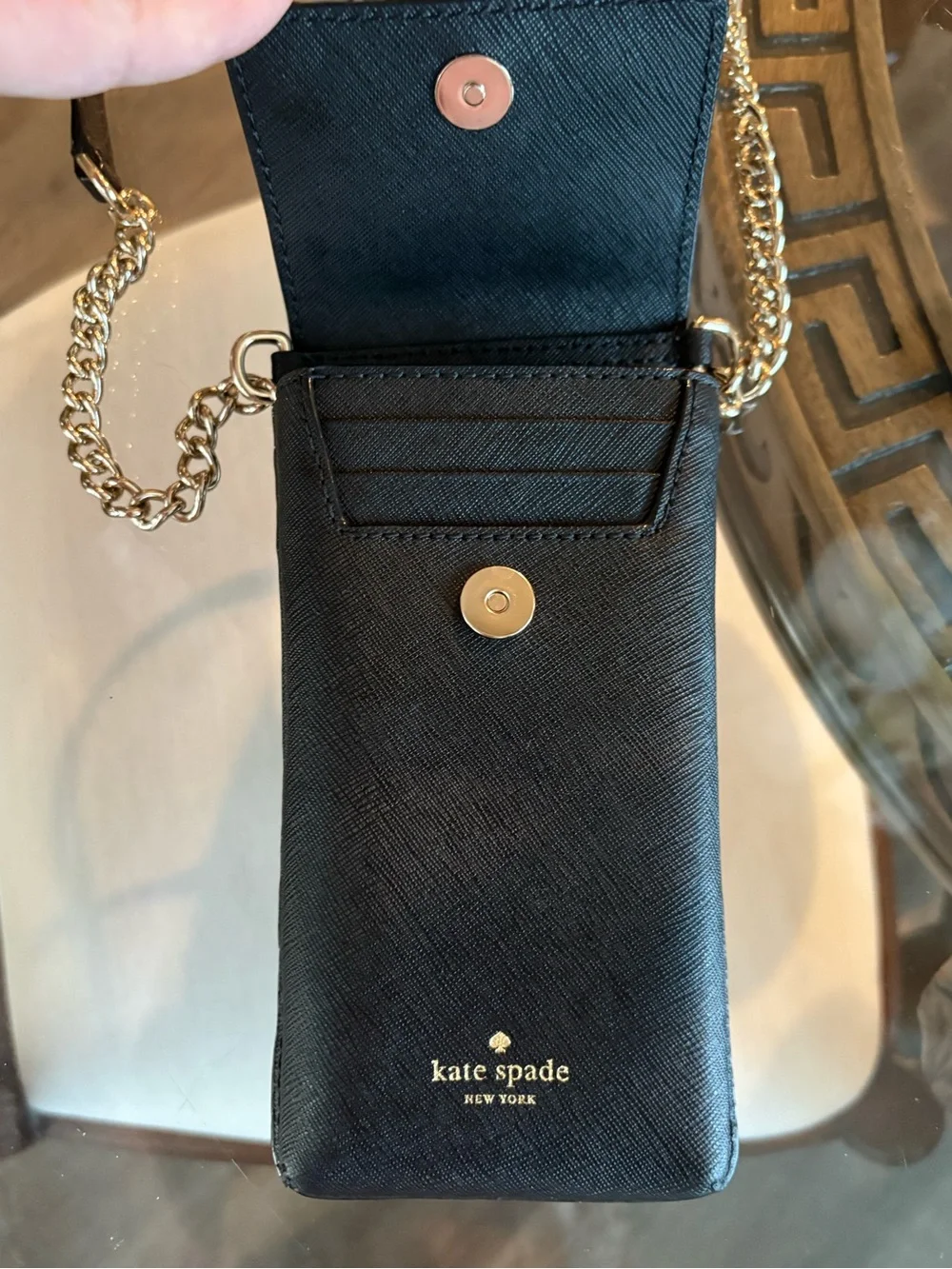 ♠️♠️KATE SPADE NEW YORK CAT NORTH SOUTH BLACK SAFFIANO LEATHER CROSSBODY BAG!